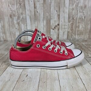 Converse All Star Low Top Canvas Sneakers Casual Shoes Red Size 8